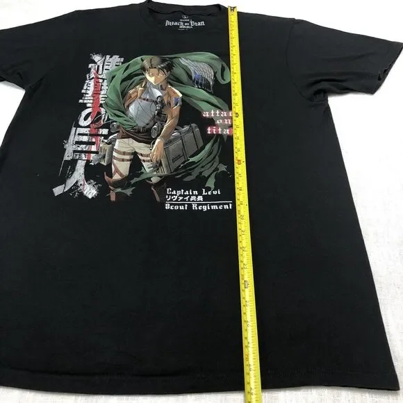 Attack On Titan Shirt Men L Black Captain Levi Season 3 Anime Graphic Tee Fan - Picture 8 of 9